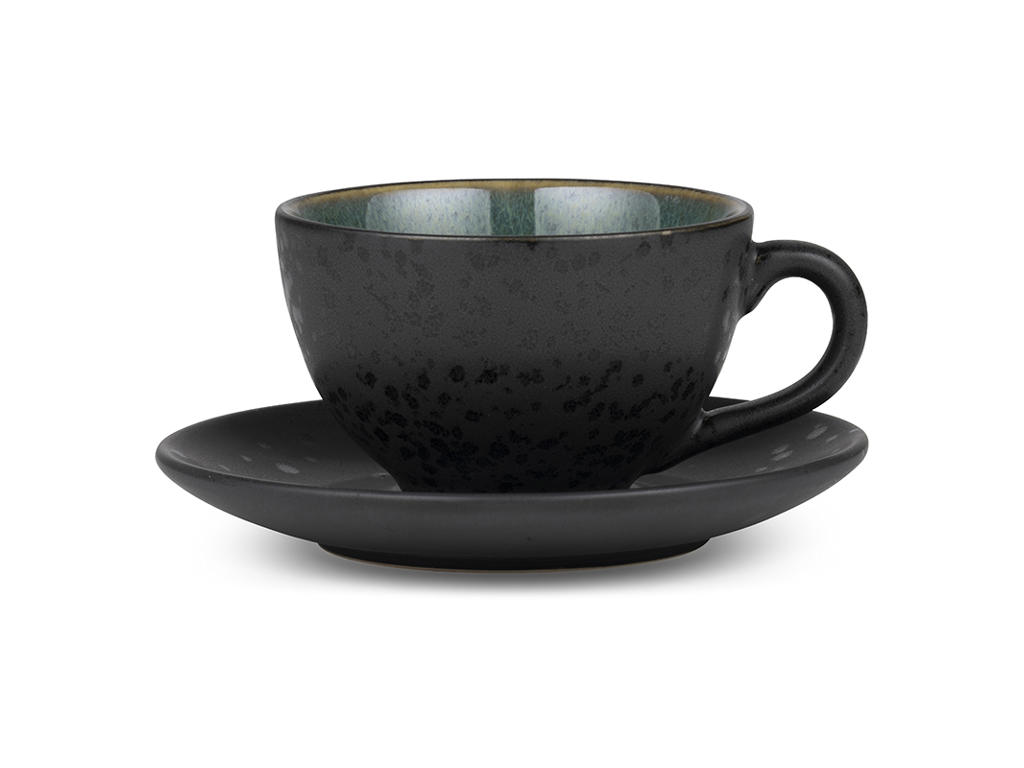 Bitz Taza c/ plato 24 cl Negro/Verde