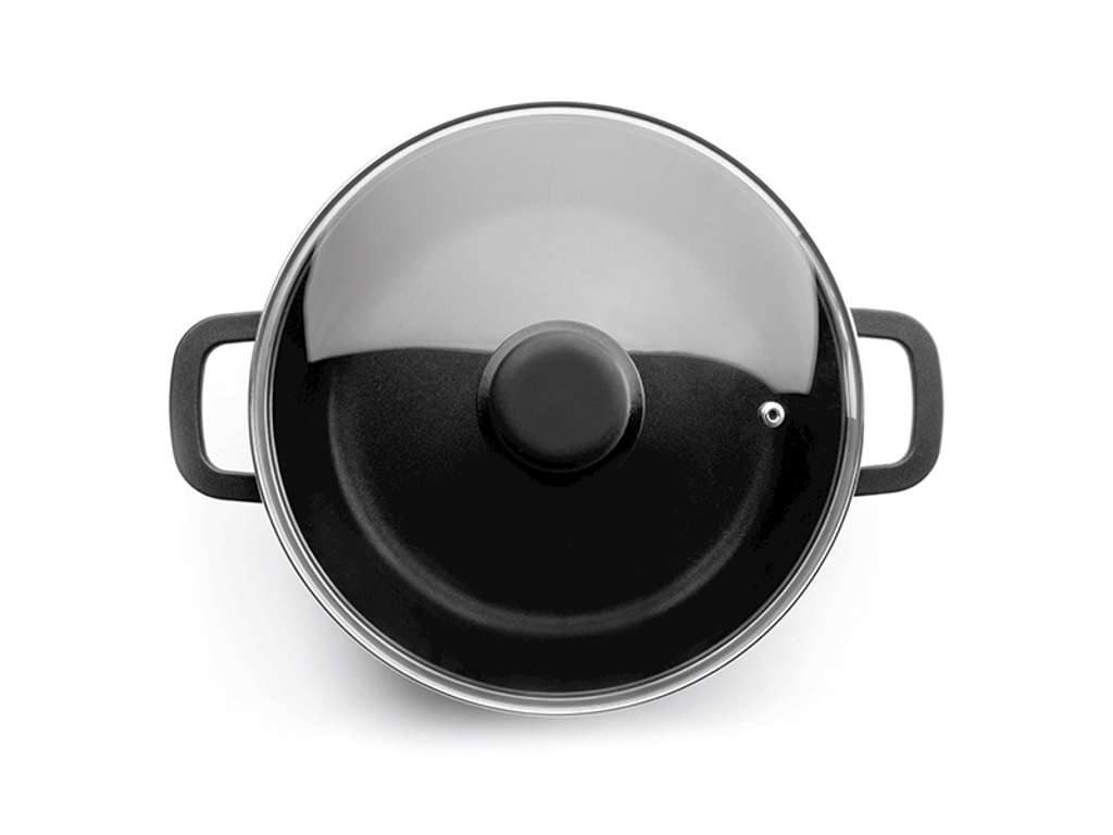 Olla, aluminio negro con tapa de vidrio 8,7 l