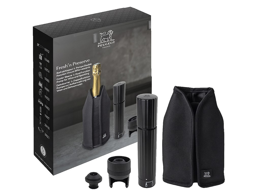 Juego de regalo con enfriador de botellas y bomba de vino