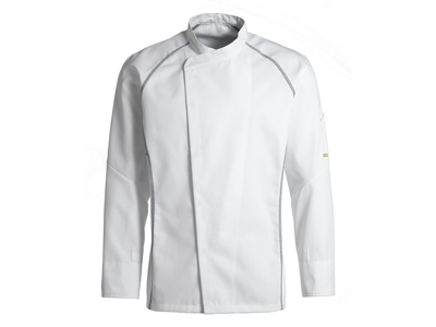Chaqueta de cocinero blanca con costura plana gris M