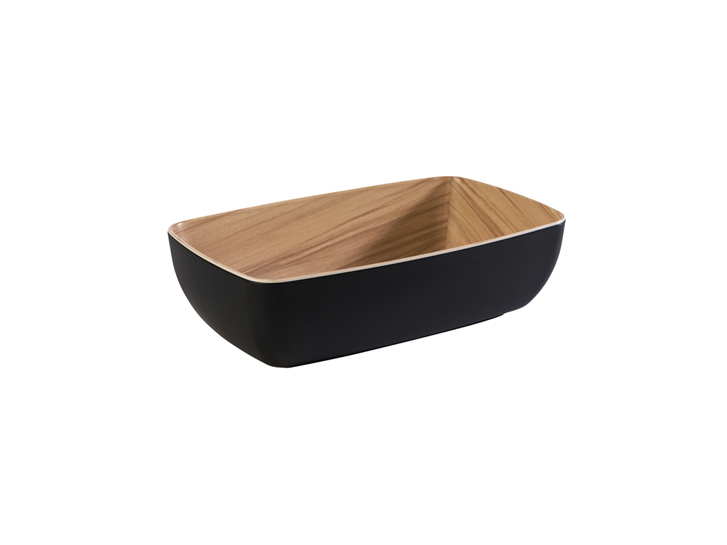 Plato de melamina Frida negro/madera 1/4 GN