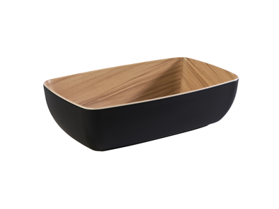 Plato de melamina Frida negro/madera 1/4 GN