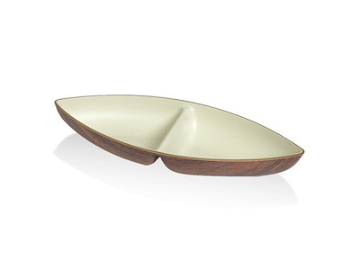 Cuenco Snack Doble 27x11 cm Aspecto de Madera/Blanco