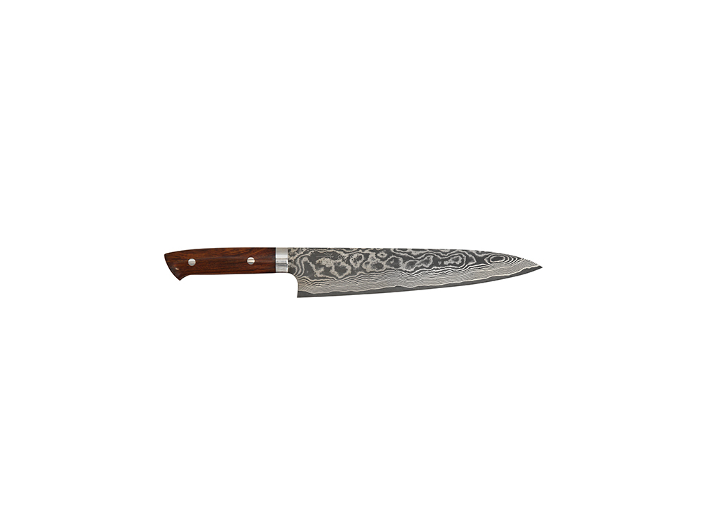 Cuchillo de cocina, 24 cm, Takefu, VG-10, 61 capas, mango de madera de hierro