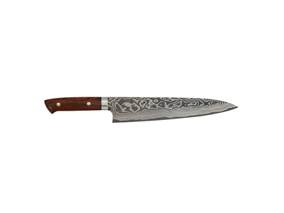 Cuchillo de cocina, 24 cm, Takefu, VG-10, 61 capas, mango de madera de hierro