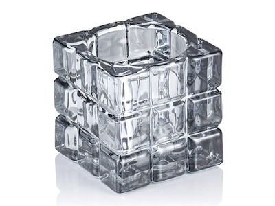 Portavelas 6,5x6,5x6,5 cm Vidrio Cubo Humo G