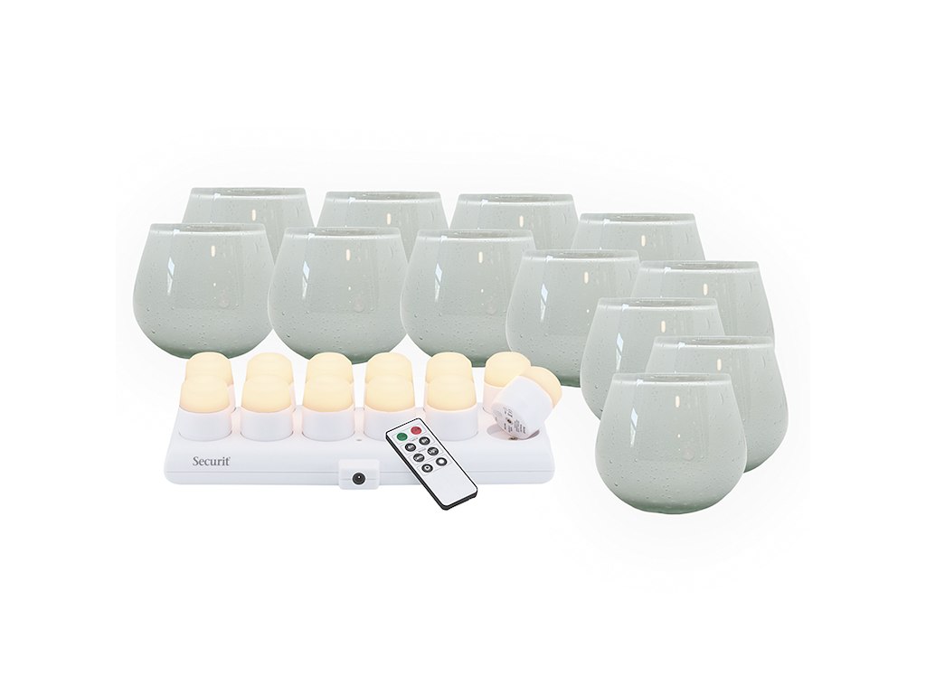 Soporte de vela LUNA Blanco con vela de cera blanca 12s