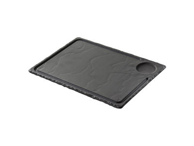 Plato Steak 33x24 cm Sin Esmalte Negro Basalto