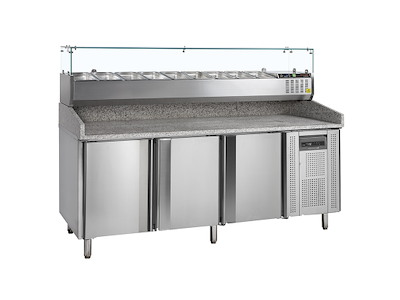Pizzabord 3 låger m/køleopsats GN1/3 x9