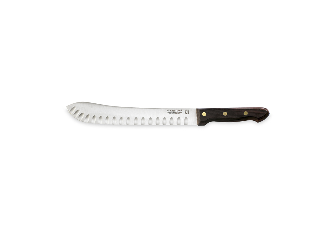 Cuchillo de corte, 26 cm, Granton, mango de madera, con corte de aire