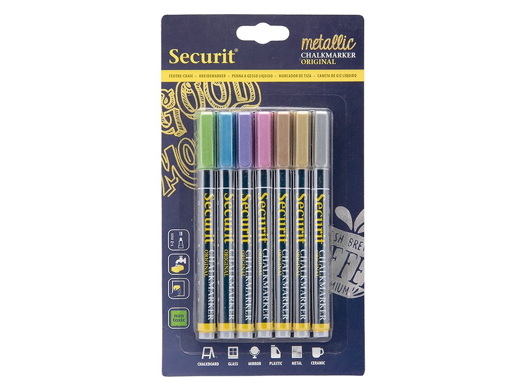 Marcador 7 pcs as. Metálico 1-2 mm para pizarra