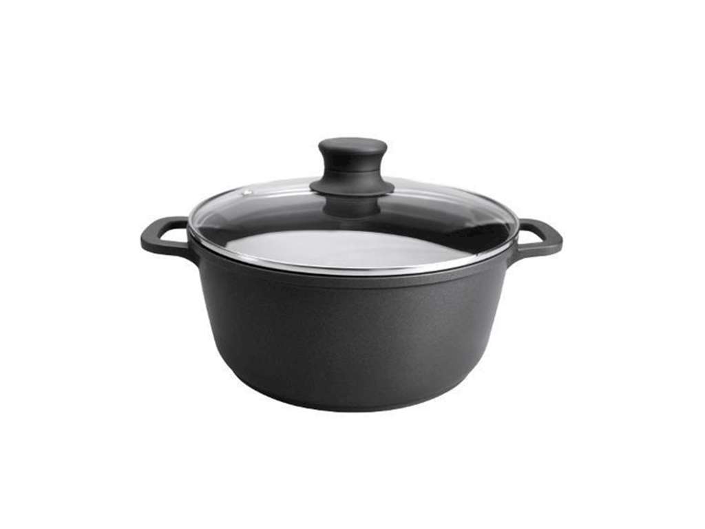 Olla, aluminio negro c/ tapa de vidrio 4,5 l