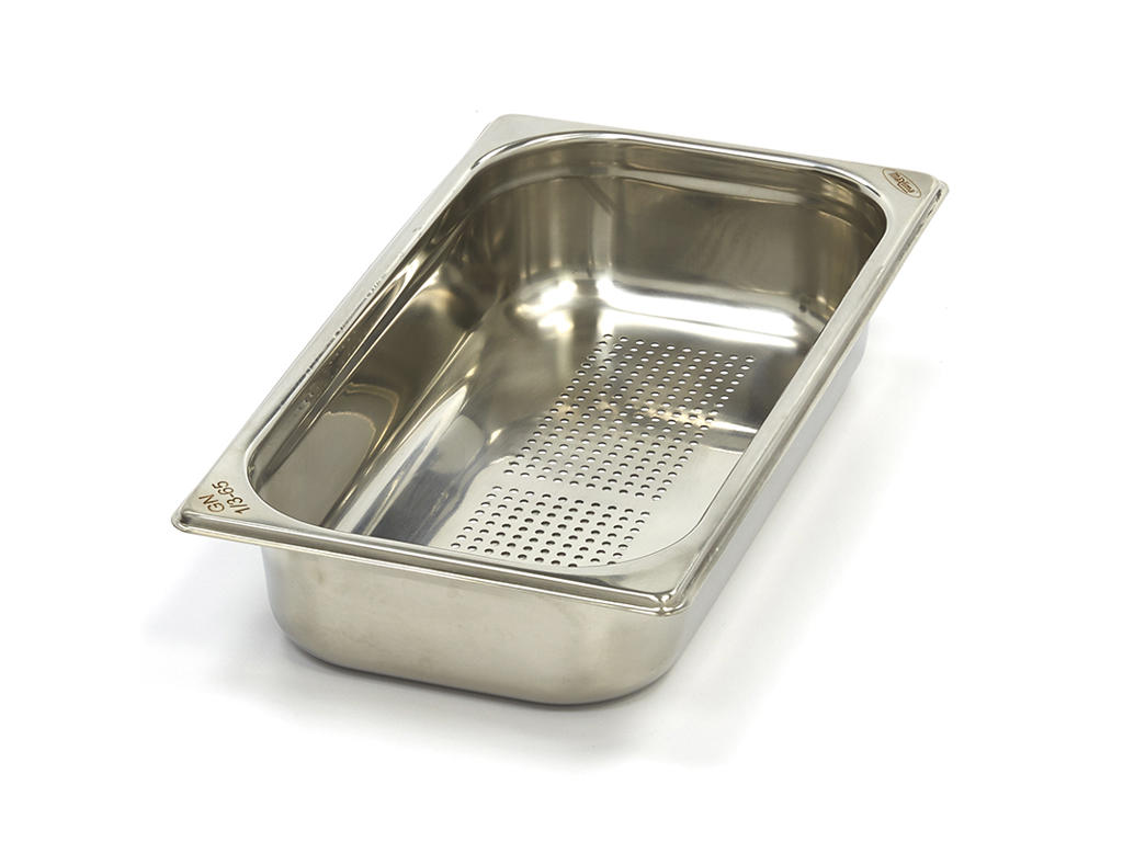 Contenedor de cantina perforado 1/3GN en acero inoxidable | 65mm