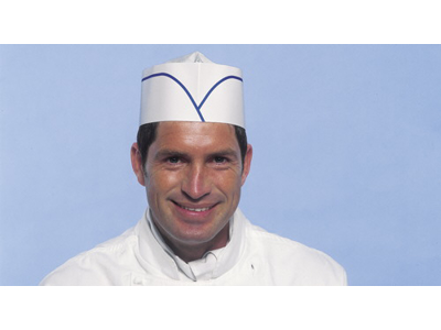 Sombrero inclinado azul raya con papel en la parte superior por 100