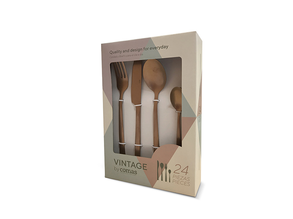 Juego de cubiertos 24 piezas Vintage cobre