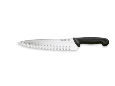Cuchillo de trinchar, 26 cm, Granton, Negro, con corte de aire