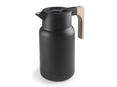 Termokande Sort m/træ håndtag 1 ltr