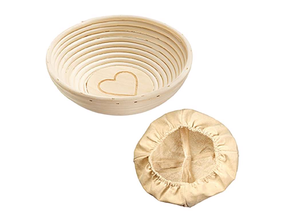 Cesta elevadora redonda con corazón y tela de tejido