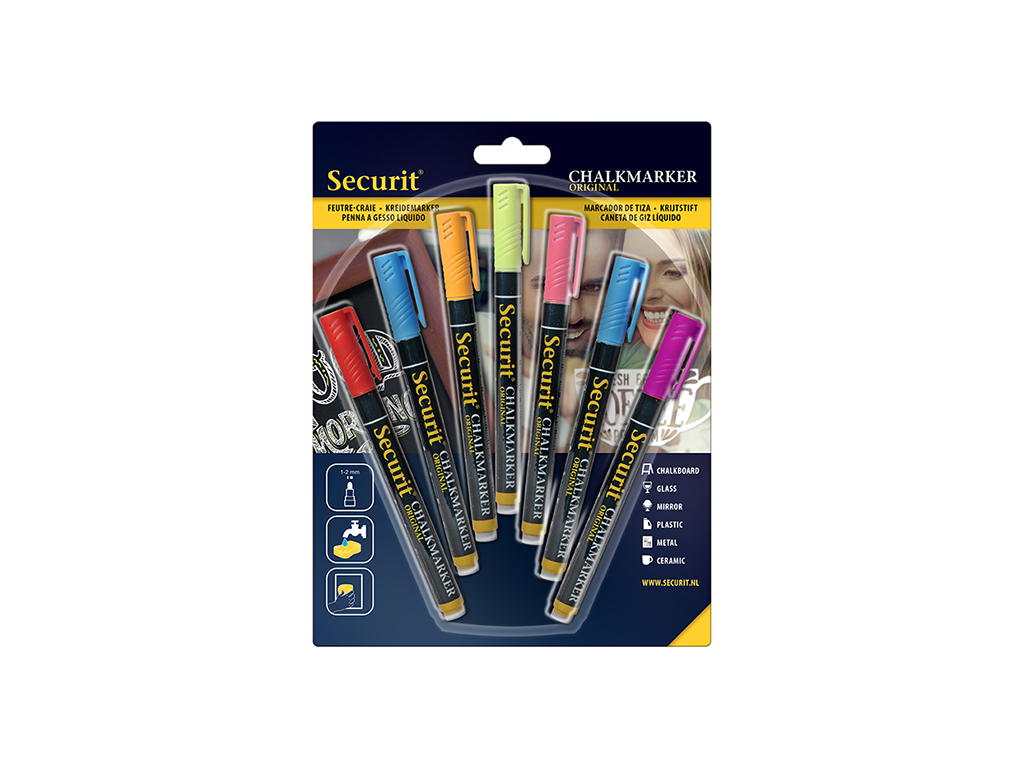 Rotulador 7 pcs. colores as. 1-2 mm para pizarra