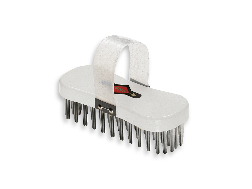 Cepillo de acero, procesamiento de carne, Willy Peitz, 18,5x7,5 cm, blanco