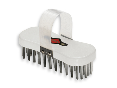 Cepillo de acero, procesamiento de carne, Willy Peitz, 18,5x7,5 cm, blanco