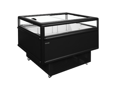 Mostrador refrigerado Impuls Negro con lados de vidrio/puerta deslizante