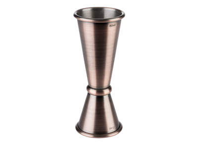 Vaso medidor Doble 2,5/5 cl cobre cepillado