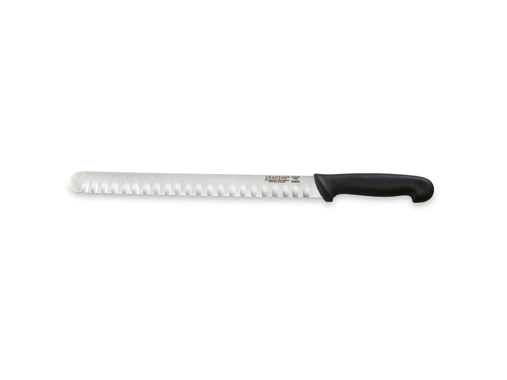 Cuchillo de jamón, 31 cm, Granton, Negro, con corte de aire