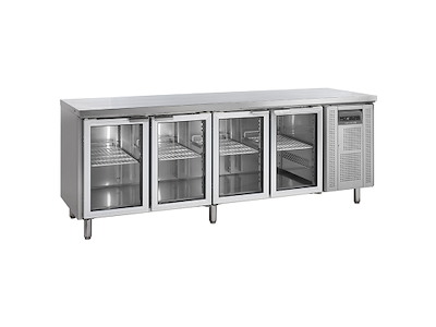 Mostrador refrigerado 4 puertas de vidrio GN1/1