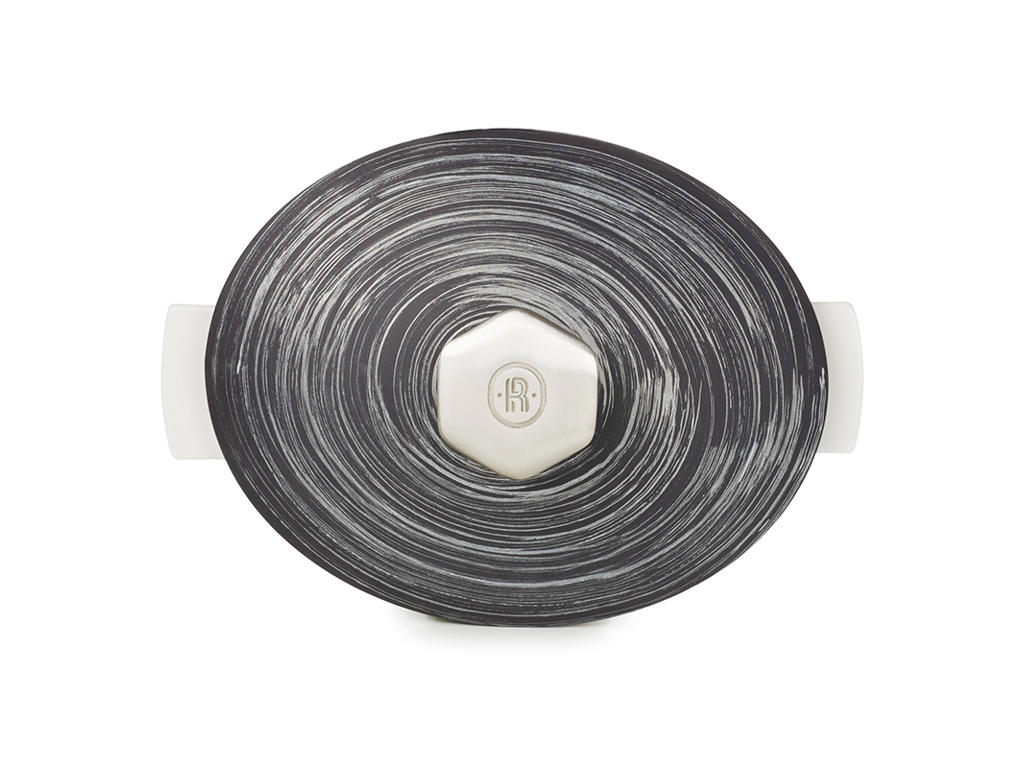 Tapa para olla Oval 32,5x26,5 cm Sin esmaltar Negro/Plata Revolución 2