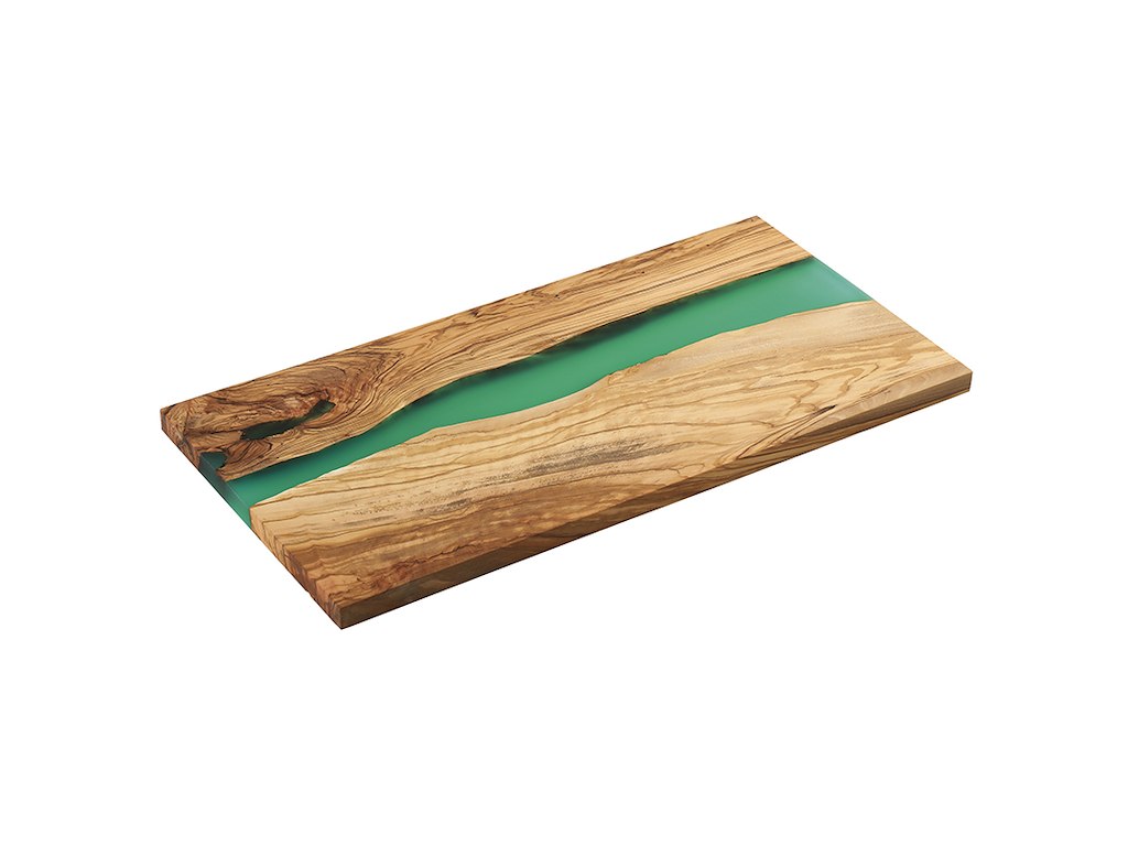 Tabla de servir de madera de oliva verde 45x22x1,5c