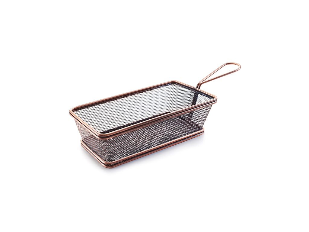 Cesta de fritura Mini rectángulo 21x11 cm Cobre - 1 mango