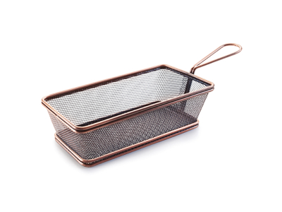 Cesta de fritura Mini rectángulo 21x11 cm Cobre - 1 mango