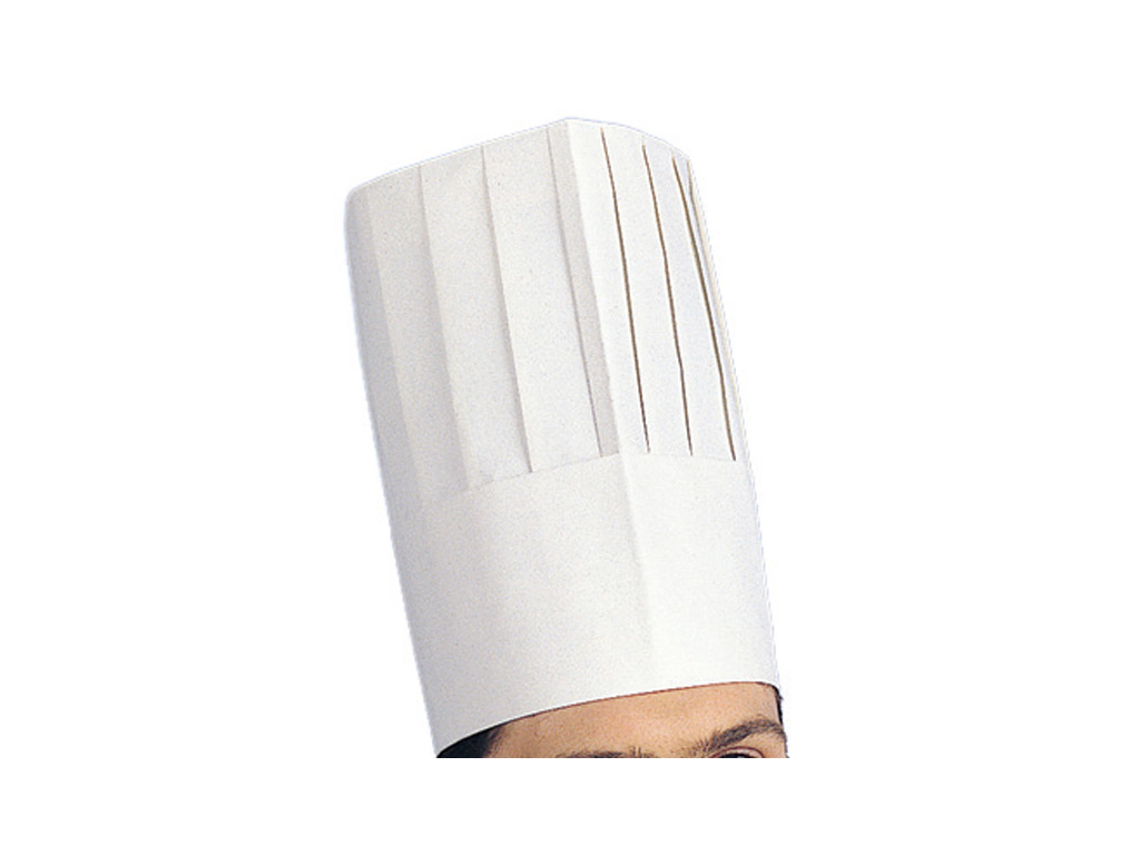 Gorro de cocina, modelo alto por 10 unidades 25cm