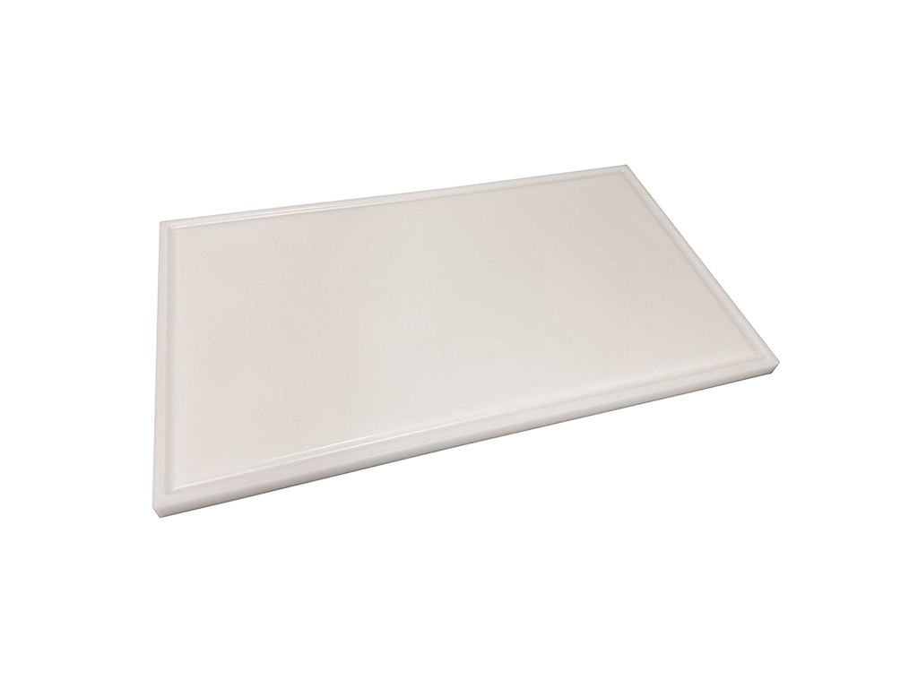 Tabla de cortar con polid blanco tamaño 70x40x2,5cm con ranura