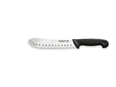 Cuchillo de corte, 21 cm, Granton, Negro, con corte de aire
