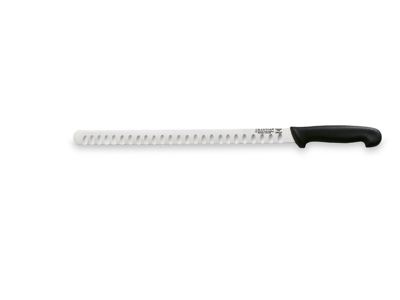 Cuchillo de salmón, 36 cm, Granton, Negro, con corte de aire
