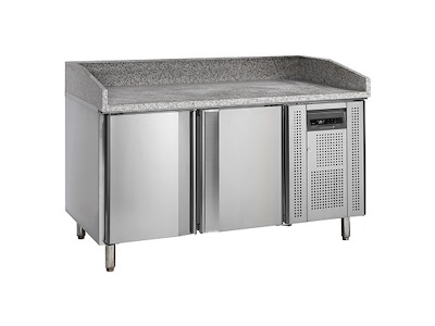 Mesa de pizza 2 puertas con borde trasero 370 ltr