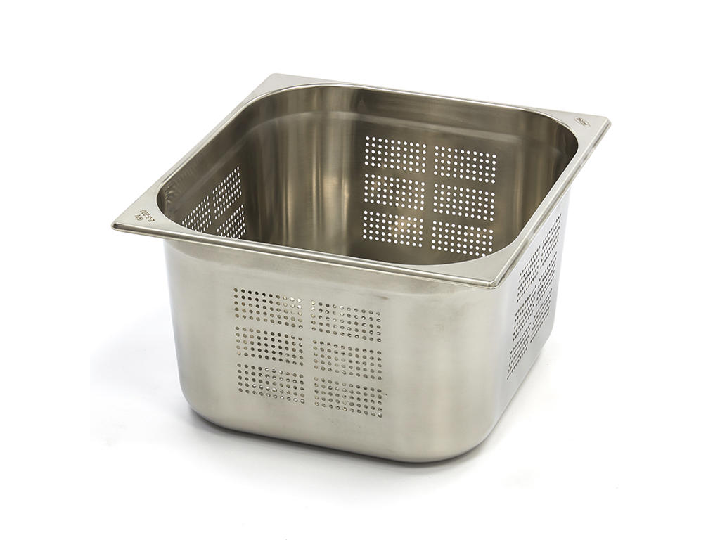 Contenedor de cantina perforado 2 / 3GN en acero inoxidable | 200mm