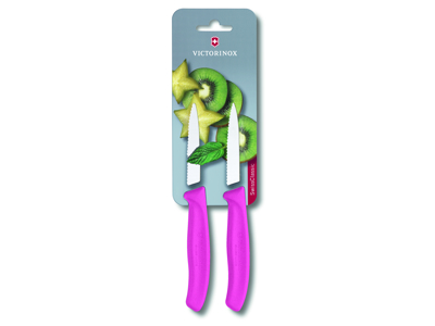 Cuchillo de hierbas con hoja ondulada, 8 cm, 2-pack, Victorinox, rosa