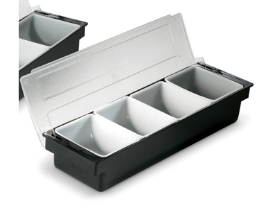 Contenedor con 4 compartimentos y tapa negra