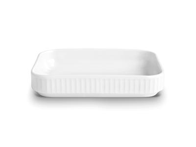 Plato Rectangular Plisado 18x12 cm Blanco
