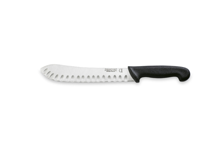 Cuchillo de corte, 23 cm, Granton, Negro, con corte de aire