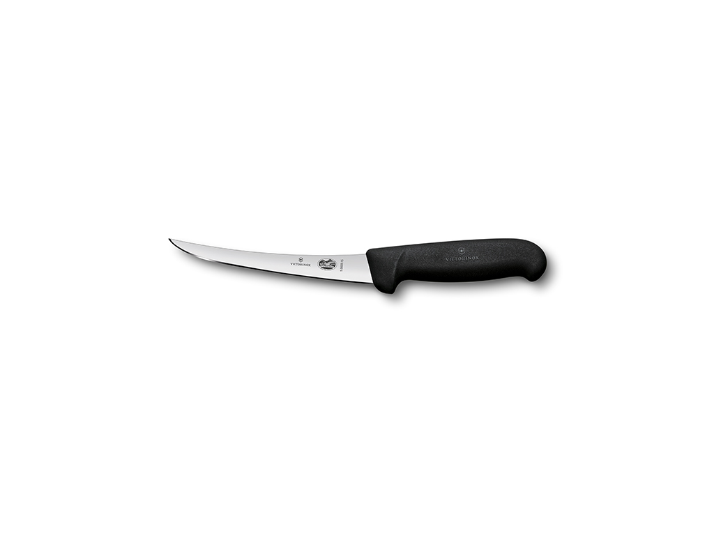 Deshuesador, 15 cm, Victorinox Fibrox, negro, delgado, con curva