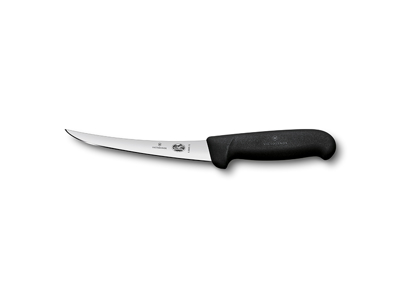 Deshuesador, 15 cm, Victorinox Fibrox, negro, delgado, con curva