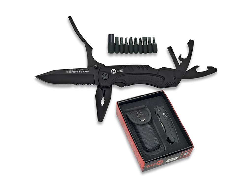 Cuchillo de bolsillo K25 Negro 8 cm hoja