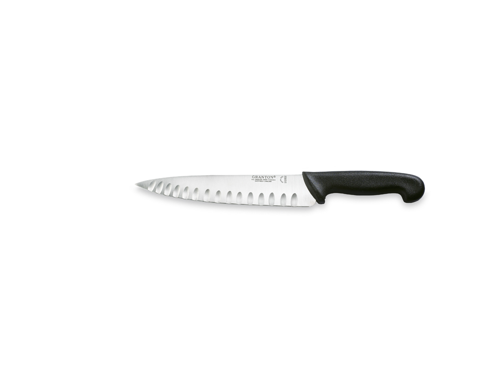 Cuchillo de trinchar, 21 cm, Granton, Negro, con corte de aire