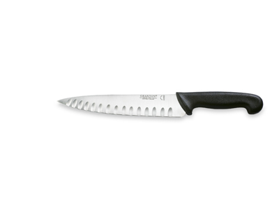 Cuchillo de trinchar, 21 cm, Granton, Negro, con corte de aire