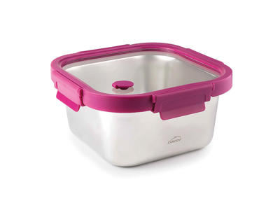 Caja de comida RF/vidrio Rosa 18,5x18,5x8 cm