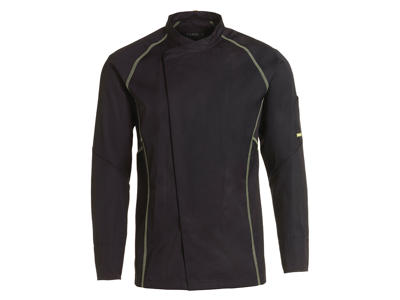 Kentaur Chaqueta de Chef Unisex Negra con/lima flatlock